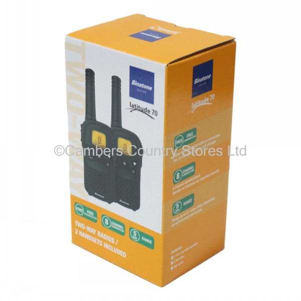 Binatone Latitude 70 Two Way Radios Twin Handset Pack Cambers Country